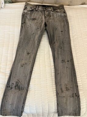 David Kahn Nikki Skinny Jeans Size 28 Radioactive Gray Distressed Denim